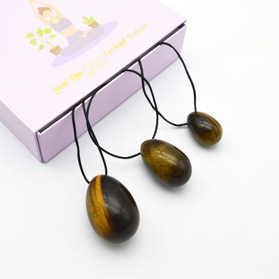 4pcs Tiger Eye Drilled Yoni Eggs And Wands Set met doos Perfect voor feestdagen en steen beeldhouwcollectie