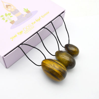 4pcs Tiger Eye Drilled Yoni Eggs And Wands Set met doos Perfect voor feestdagen en steen beeldhouwcollectie