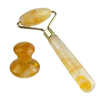 Gezichtsmassage gereedschappen natuurlijke gele citroen gezichtsroller 100% natuurlijke jade massager voor spiermassage huidverzorgingsproducten