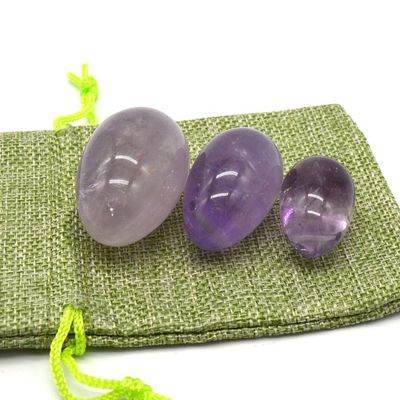 OEM geaccepteerde gesneden Yoni eieren voor vaginale oefening natuurlijke geboorde Amethyst Jade eieren