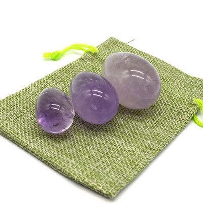 OEM geaccepteerde gesneden Yoni eieren voor vaginale oefening natuurlijke geboorde Amethyst Jade eieren
