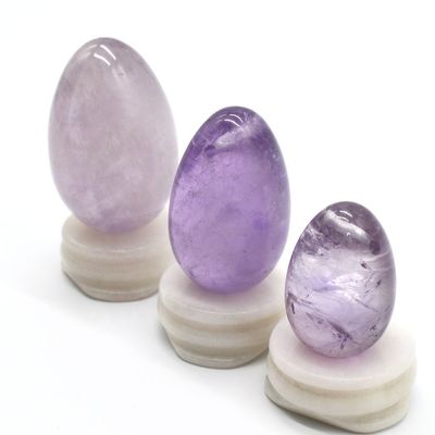 OEM geaccepteerde gesneden Yoni eieren voor vaginale oefening natuurlijke geboorde Amethyst Jade eieren