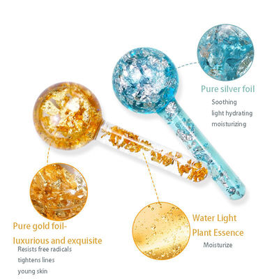 Borosilicaatglas 24K goudfolie ijsballen voor gezichtsmassage om zwelling ontsteking en zakken onder de ogen te verminderen