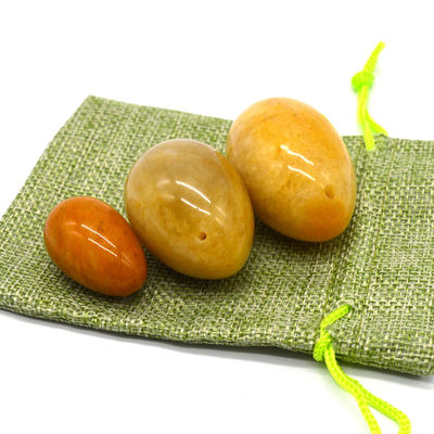 Vaginale strekking met natuurlijke gele jade eieren Kegel oefenmiddel 45*30/40x30/x20mm
