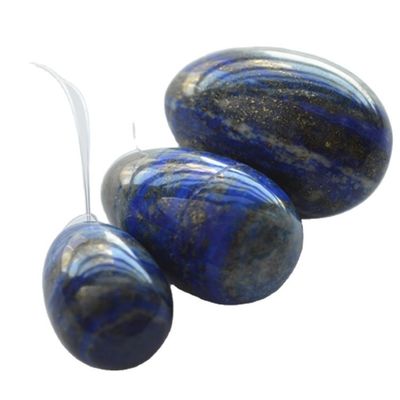 Set van 3 Lapis Lazuli Steen Eieren Natuurlijke Kegel Oefening Eieren Edelsteen Jade Yoni Eieren Gedrolde of Ongedrolde 3 maten Gemaakt