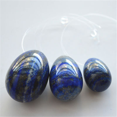 Set van 3 Lapis Lazuli Steen Eieren Natuurlijke Kegel Oefening Eieren Edelsteen Jade Yoni Eieren Gedrolde of Ongedrolde 3 maten Gemaakt
