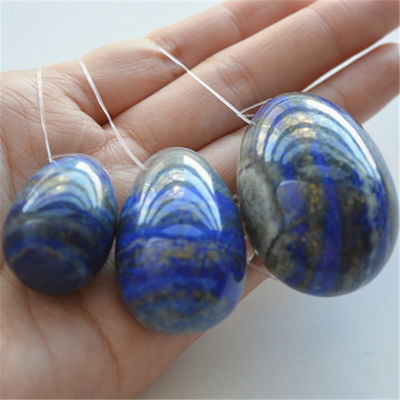 Set van 3 Lapis Lazuli Steen Eieren Natuurlijke Kegel Oefening Eieren Edelsteen Jade Yoni Eieren Gedrolde of Ongedrolde 3 maten Gemaakt