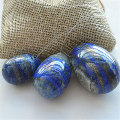 Set van 3 Lapis Lazuli Steen Eieren Natuurlijke Kegel Oefening Eieren Edelsteen Jade Yoni Eieren Gedrolde of Ongedrolde 3 maten Gemaakt