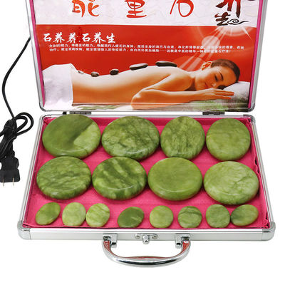Massagetools Olivine steen Massager steen met aluminium verwarmingsdoos Warmte massagetoestel Basalt energie stenen voor de gezondheidszorg