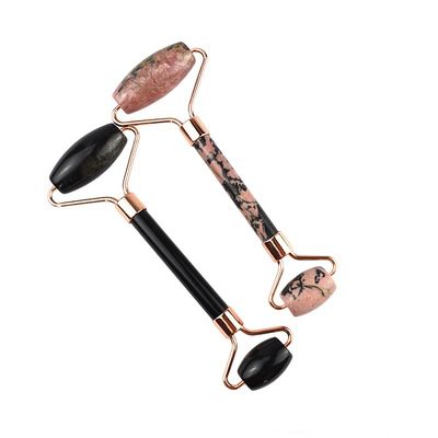 100% natuurlijke edelsteen Zwarte Obsidian Gezicht Jade Guasha Roller Massager Gua Sha Gezicht Massage Schoonheid Tools Huidverzorging Tools
