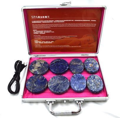 Persoonlijke gezondheidszorg Blauwe Soddlite 8pcs Massage Stone in Aluminium Verwarmde doos met Warm Massage Energy Stones