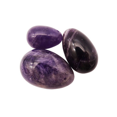 Edelstenen houtsnijwerk Natuurlijke amethist kristal ei set van 3pcs hand gesneden kegel jade eieren voor vrouwen empowerment