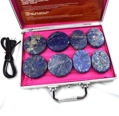Persoonlijke gezondheidszorg Blauwe Soddlite 8pcs Massage Stone in Aluminium Verwarmde doos met Warm Massage Energy Stones