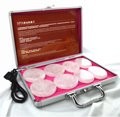 Lichaamsmassage Duidelijke kwartssteen Gua Sha 8pcs Guasha Set met verwarmingsdoos Warm massage energie stenen