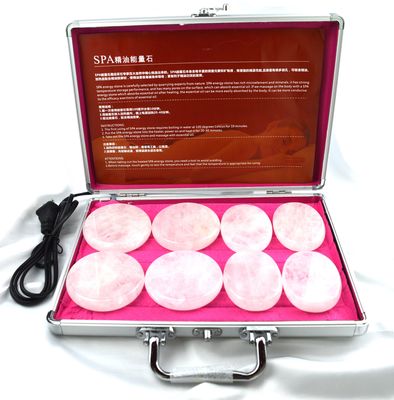 Lichaamsmassage Duidelijke kwartssteen Gua Sha 8pcs Guasha Set met verwarmingsdoos Warm massage energie stenen