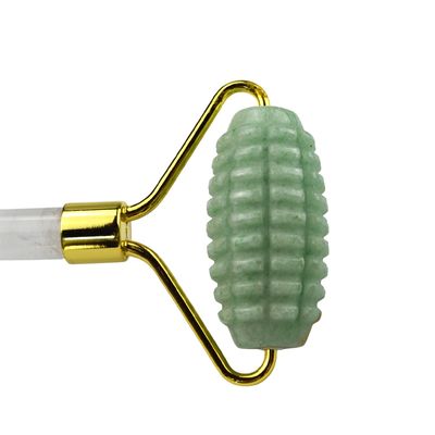Custom Logo Groen Aventurine Gezicht Jade Roller Gua Sha Tools Crystal Handle Massager voor Gezicht Oog Nek Massage in 2024