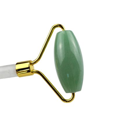 Custom Logo Groen Aventurine Gezicht Jade Roller Gua Sha Tools Crystal Handle Massager voor Gezicht Oog Nek Massage in 2024
