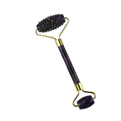 Gezichtsmassageapparatuur Paarse Amethyst Gua Sha Jade Roller voor de nek Roller Guasha Massage Tool Aanpassing in doos Verpakking