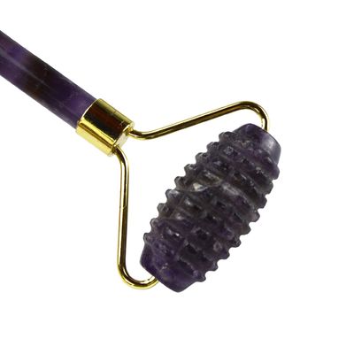 Gezichtsmassageapparatuur Paarse Amethyst Gua Sha Jade Roller voor de nek Roller Guasha Massage Tool Aanpassing in doos Verpakking