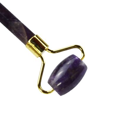 Gezichtsmassageapparatuur Paarse Amethyst Gua Sha Jade Roller voor de nek Roller Guasha Massage Tool Aanpassing in doos Verpakking