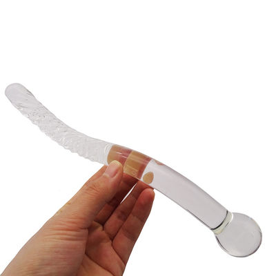 Gesneden techniek 250 mm kristalglas dildo massagestok voor vrouwen Yoni wand stick Feng Shui stijl aangepast logo