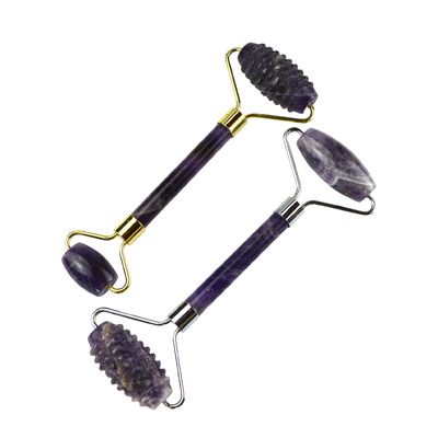 Gezichtsmassageapparatuur Paarse Amethyst Gua Sha Jade Roller voor de nek Roller Guasha Massage Tool Aanpassing in doos Verpakking