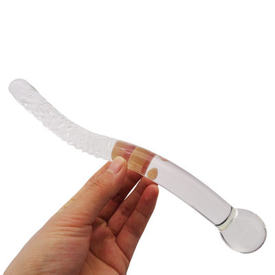 Gesneden techniek 250 mm kristalglas dildo massagestok voor vrouwen Yoni wand stick Feng Shui stijl aangepast logo