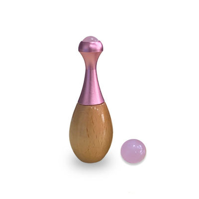 Houten handvat Jade Massage Roller Gezicht Gua Sha Massage Stick en oogverzorgingsinstrumenten voor het bevorderen van oogcrème absorptie