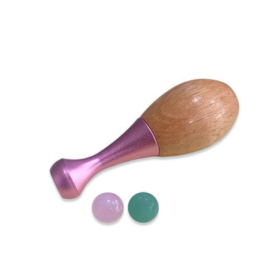 Houten handvat Jade Massage Roller Gezicht Gua Sha Massage Stick en oogverzorgingsinstrumenten voor het bevorderen van oogcrème absorptie