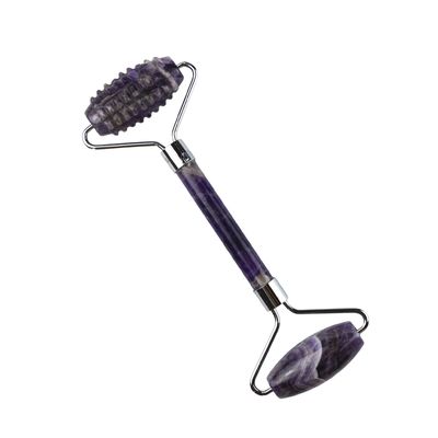 100% Echte Natuurlijke Anti Aging Guasha Massage Custom Amethyst Derma Gezicht Stone Ball Gua Sha Roller Massager met Logo