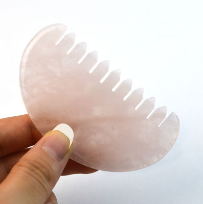 Gezichtsmassage Natural Rose Quartz Jade Haar Kam Gua Sha Tools Jade Scalp Massageur Voor Hoofdmassage Therapie Verlicht Scalp Spanning