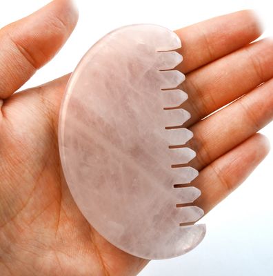 Gezichtsmassage Natural Rose Quartz Jade Haar Kam Gua Sha Tools Jade Scalp Massageur Voor Hoofdmassage Therapie Verlicht Scalp Spanning