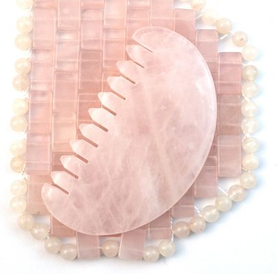 Gezichtsmassage Natural Rose Quartz Jade Haar Kam Gua Sha Tools Jade Scalp Massageur Voor Hoofdmassage Therapie Verlicht Scalp Spanning