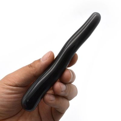 Natuur Edelsteen Yoni Geneesstokken Zwarte Obsidian gebogen massagestok voor vrouwen Crystal Healing