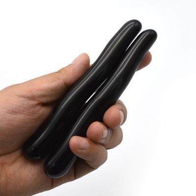 Natuur Edelsteen Yoni Geneesstokken Zwarte Obsidian gebogen massagestok voor vrouwen Crystal Healing