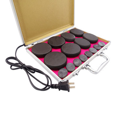 Ervaar de voordelen van hete steenmassage met 36 hete massagesteenen en aluminium verwarmingsdoos bij 220V 110v spanning