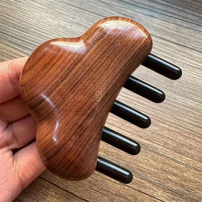 Lichaamsmassage en haargroei Rozenhout Massage Kam voor het hoofd Gua Sha 8.5*7.5*2.3cm