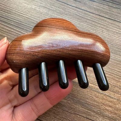 Lichaamsmassage en haargroei Rozenhout Massage Kam voor het hoofd Gua Sha 8.5*7.5*2.3cm