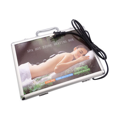220V 110V Persoonlijke gezondheidszorg Warme massagesteen Set met aluminium verwarmingsdoos en 16 stuks basalt energie stenen