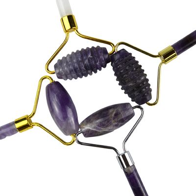 Gezichtsmassageapparatuur 2024 Amethyst Gezichtsjade Roller 100% Natuurlijke Kristallen Massager Voor Huid Oog Nek Schoonheidstools