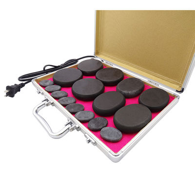 16 stuks Spa Hot Stone Massage Set Met Verwarming Kit Basalt Verwarming Massage Stone Set Zwart Met Aluminium Verwarming Box