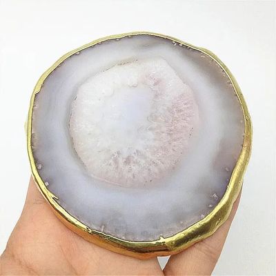 Regionaal kenmerk Agate Coaster Grijze plakjes Gepolijst Kristal Natuurlijke edelsteen Bloempot Gravure Volkskunst Snijwerk