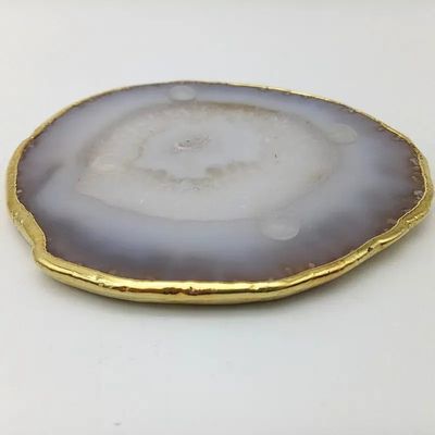 Regionaal kenmerk Agate Coaster Grijze plakjes Gepolijst Kristal Natuurlijke edelsteen Bloempot Gravure Volkskunst Snijwerk