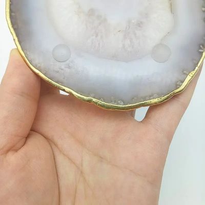 Regionaal kenmerk Agate Coaster Grijze plakjes Gepolijst Kristal Natuurlijke edelsteen Bloempot Gravure Volkskunst Snijwerk
