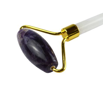 Anti-rimpel gezichtsmassage hulpmiddel Natuurlijke Amethyst Guasha Roller met geluidsvrije Jade Stone