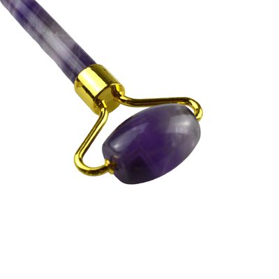 Natuurlijke gesneden gezicht Guasha Massage Amethyst Gezichtsroller Gua Sha voor Gezicht Oog Nek Lichaam Op maat gemaakt Logo beschikbaar