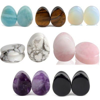 Stone Auricle Ear Expansion Pug Piercing Body Jewelry Natural Crystal Jade Stone Populair OEM ODM Agate Plug Tunnel Jewelry