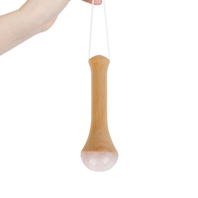 Lichaamsmassageapparaat Houten handvat Rozenkwarts voor Meridian Dredging en Gua Sha Relaxation Massage