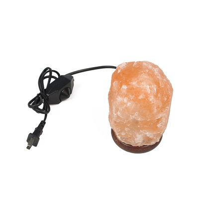 USB aanpasbare solide houtbasis Himalaya zoutlamp met gesneden kristal en kristal gesneden type
