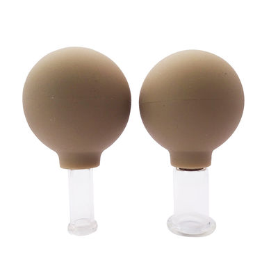 Lichtbruine glazen acupunctuur vacuüm Hijama Smart Facial Cupping Set Rubber Cupping Cupa Thearapy Massager voor het voordeel